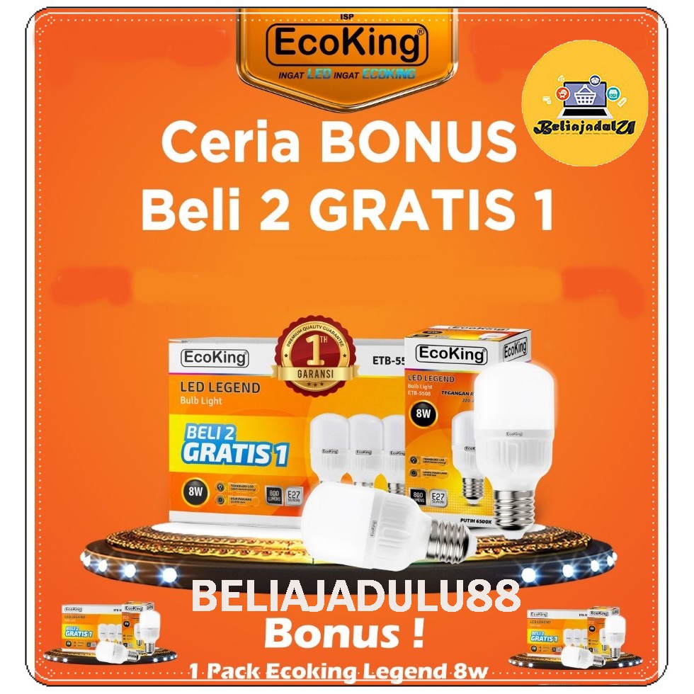 Beliajadulu88 Lampu LED Murah paket 8 watt / Lampu LED / Lampu Murah / LED Bulb ECOKING LEGEND