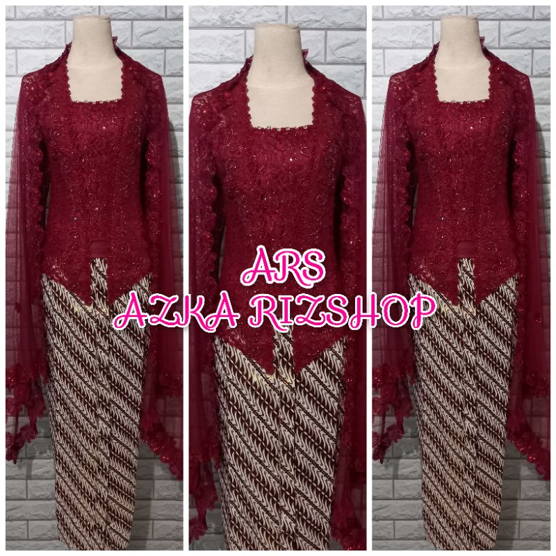 set kebaya pesta brukat kutubaru kebaya brukat wisuda maroon kebaya abg