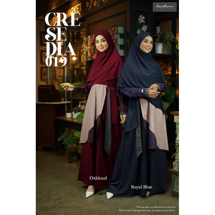 Haitwo Cresedia 019 bahan  019 Bahan Morelli Stretch mix Dobby Gamis set Hijab Syari OOTD