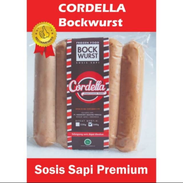 

Sosis Sapi Premium Cordella Beef Bockwurst 340 gr
