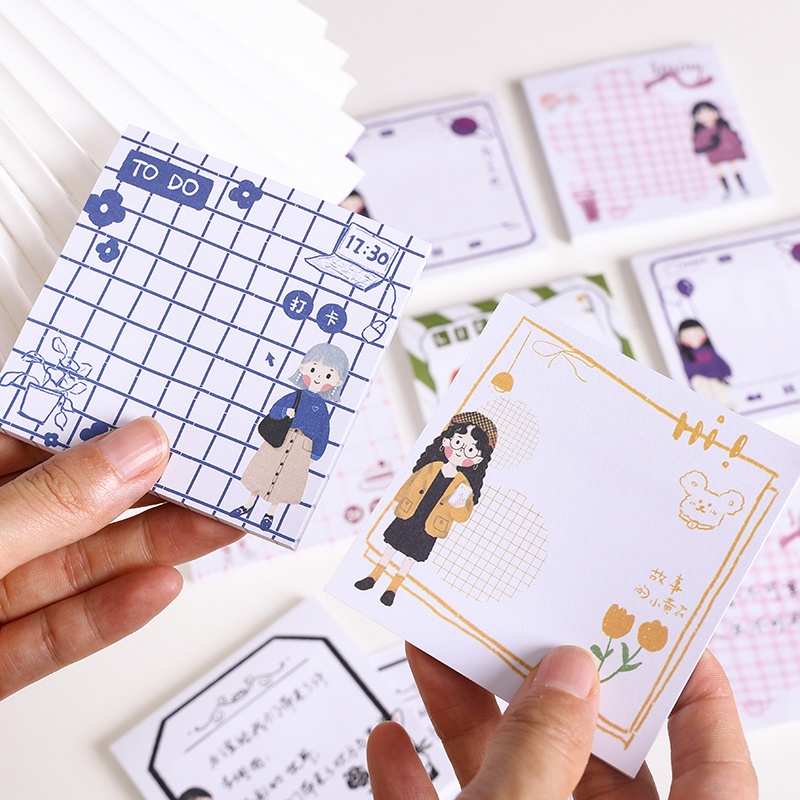 4pcs Sticky Notesmemo Pad Mini Portable Motif Seri JK Girl Untuk Pelajar