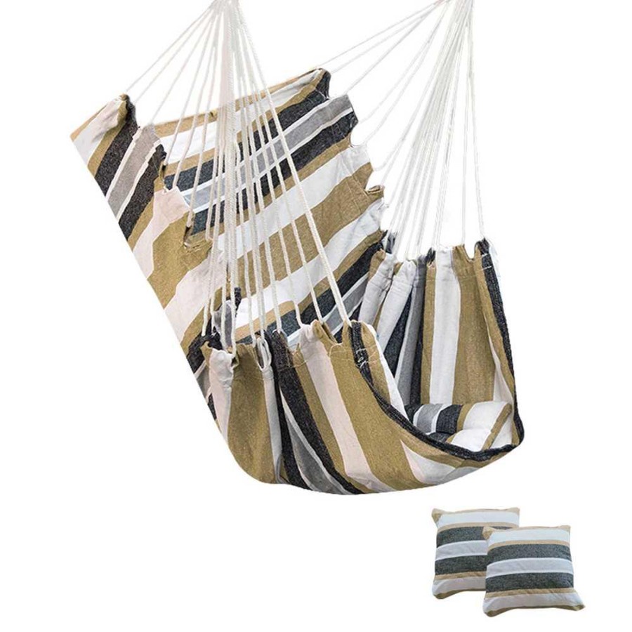 Kursi Hammock Tempat Tidur Gantung Swing Chair Canvas with 2 Pillow - TXZ-0705 - Chocolate