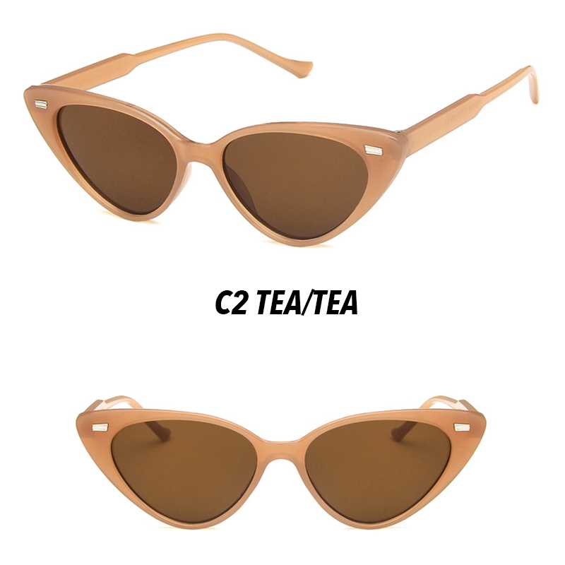 (YUZHU) Bayar Di Tempat INS Fashion Small Retro Cat Eye Kacamata Hitam Wanita/Pria Sunglasses