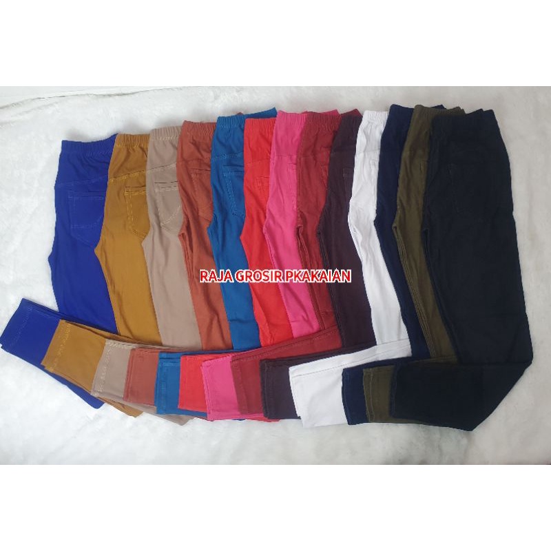 Legging Denim Stret Panjang Kantong Jumbo Dewasa Premium Bb 55Kg-75Kg