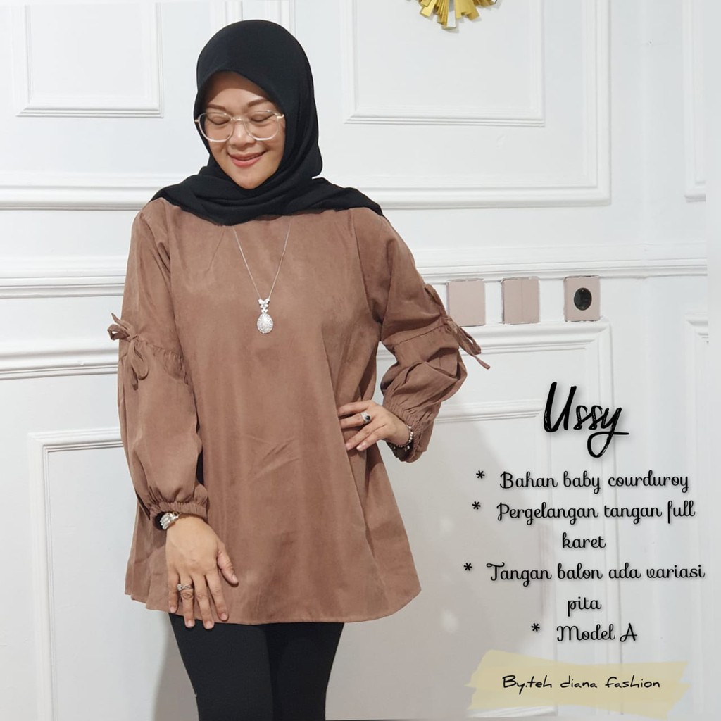 Atasan Wanita Jumbo 3L - Baju Atasan Wanita Terbaru - Blouse Wanita Jumbo 3L Ussy Korduroy Ld 118 Cm-1