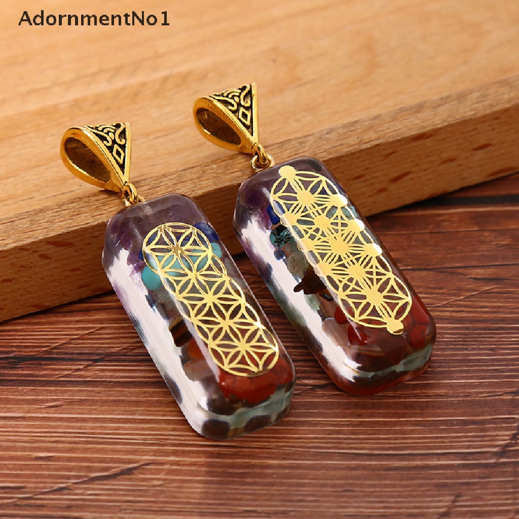 (AdornmentNo1) 1pc Kalung Tali Liontin 7Chakra Orgonit Resin Handmade Untuk Penyembuhan Energi