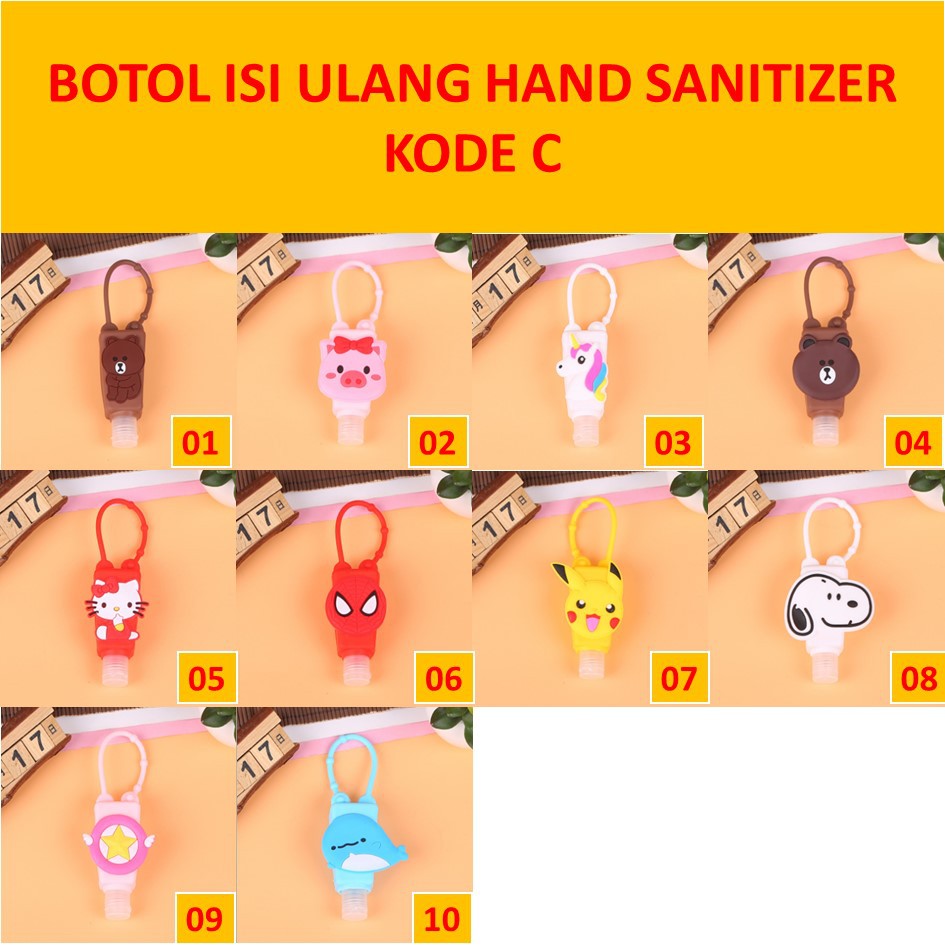 TJM VZ128 Botol Hand Sanitizer Bulat Kosong Cartoon Holder With Empty Bottle Gantungan Tas (30 ML)