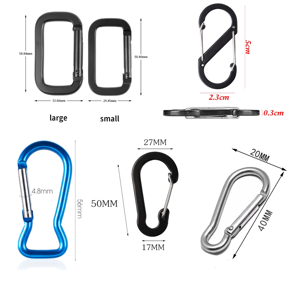 1pc Carabiner Bentuk D Bahan Aluminum Lapis Nikel Untuk Climbing / Camping / Hiking / Outdoor