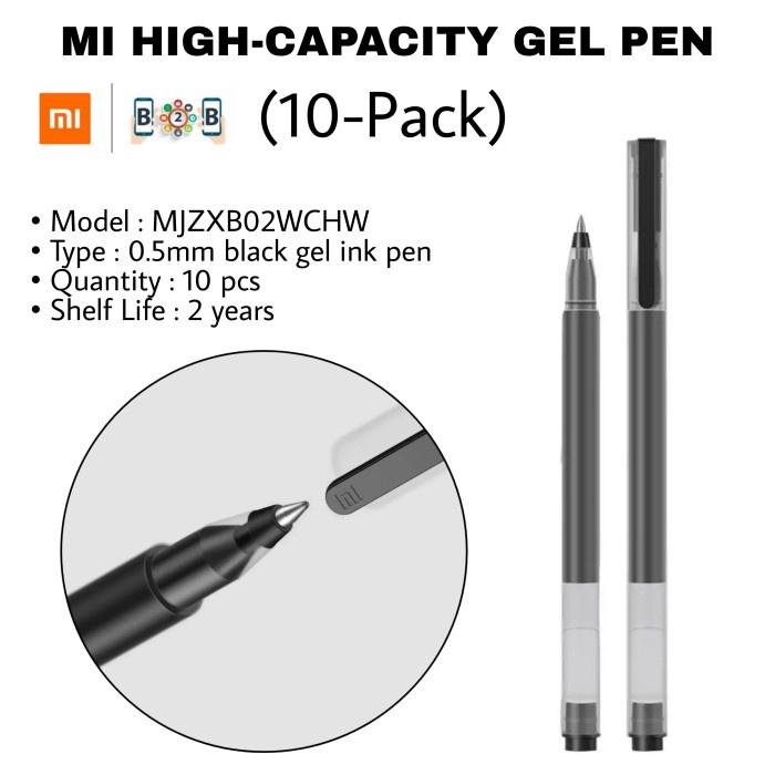 

MURAH XIAOMI GEL PEN 10 Pcs - Mi High Capacity GelPen (10-Pack) Pulpen Pena - Merah