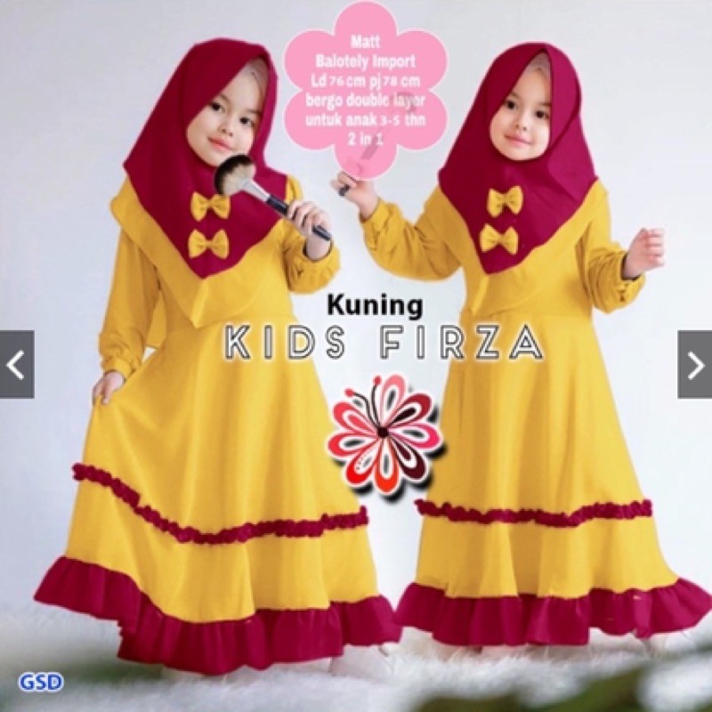 GAMIS ANAK +JILBAB FIRZA KIDS/AISAH(1SET +JILBAB)