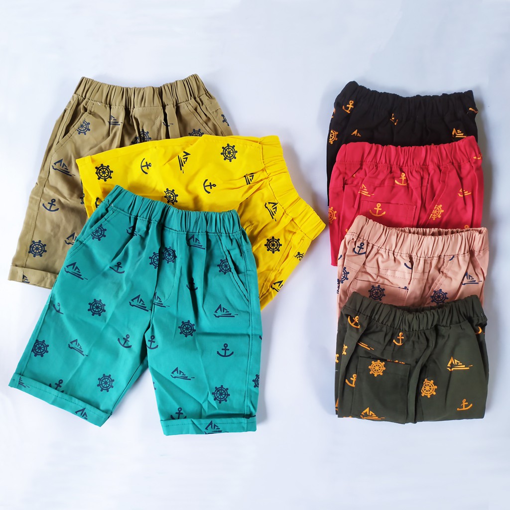 CELANA PENDEK ANAK LAKI LAKI MOTIF JANGKAR KAPAL CELPEN FULL PRINT COWOK UMUR 1 2 3 4 TAHUN