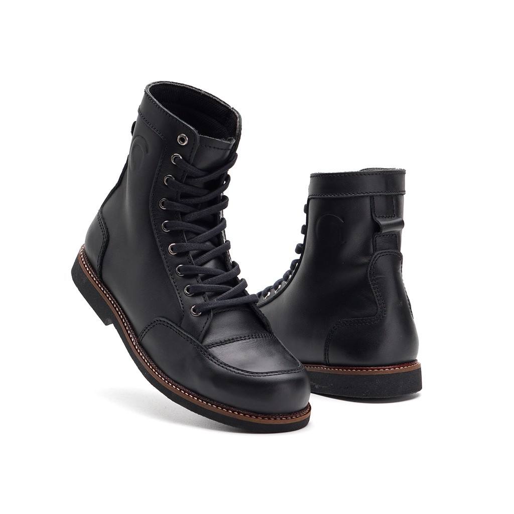 Bratta Black | Sepatu Boots Kulit Asli Vintage Safety Pria Boot Original Footwear | FORIND x Greata