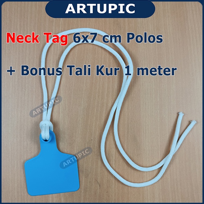 NECK TAG 6x7 cm POLOS ECERAN TALI KUR Kalung Hewan Ternak Sapi Kambing Domba dan Tali Kur 1 Meter