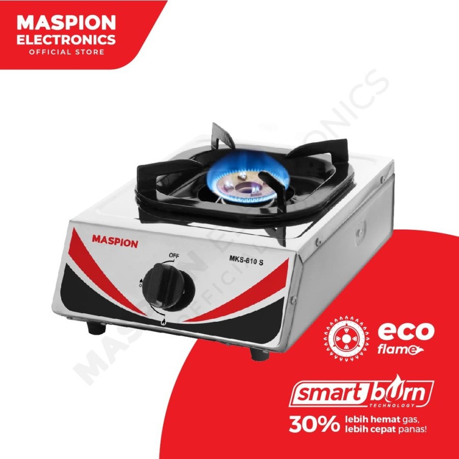 MASPION Kompor Gas 1 Tungku Tekanan Rendah Stainless MKS 810 S - Garansi Service Resmi 1 Tahun