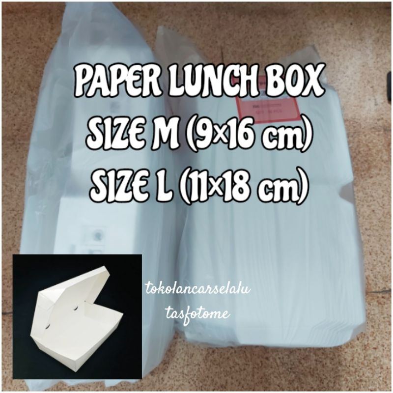 Paper Lunch Box Size M L Wadah Bungkus Nasi Kotak Makanan Kertas Dus Nasi