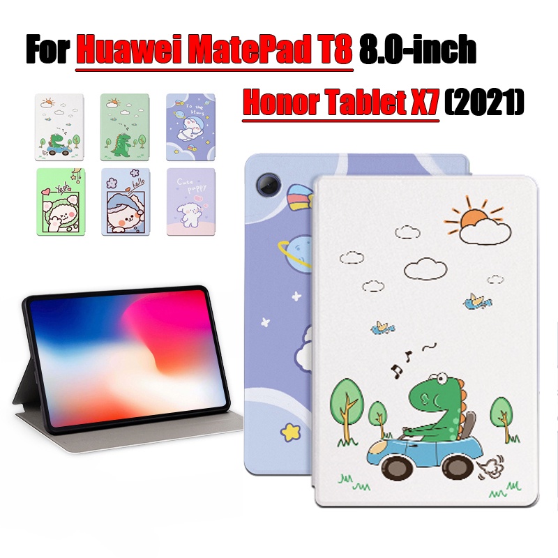 [Ready Stock] Untuk Huawei MatePad T8 8.0 &quot;(2020) Kobe2-L09 Kobe2-L03 KOB2-L09 KOB2-W09 Casing Pelindung Honor Tablet X7 KOB2-W09HN Pola Fashion Anime Kartun Stand Flip Cover