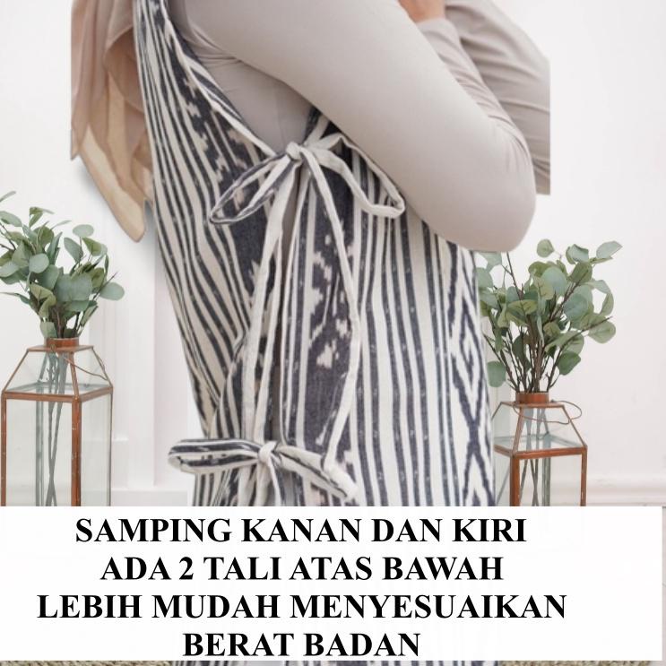 Long Vest Outer Wanita Muslim Hitam Putih Tenun Etnik Baju oter Muslimah Rompi Panjang Tanpa Lengan 