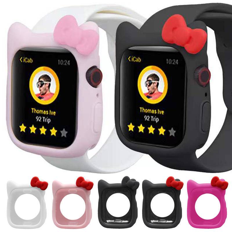 Casing Pelindung Bumper Bahan Silikon Desain Kartun Untuk Apple Watch Seri 6 / 4 / 3 / 2 / 1 / 5 / 40 / 44MM / 38MM / 42MM