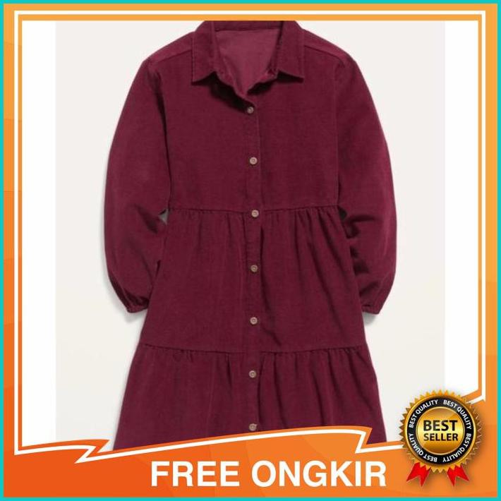 Dress lengan panjang anak branded original old navy maroon codoray - 5y ld31 p58 Asli Ori Original
