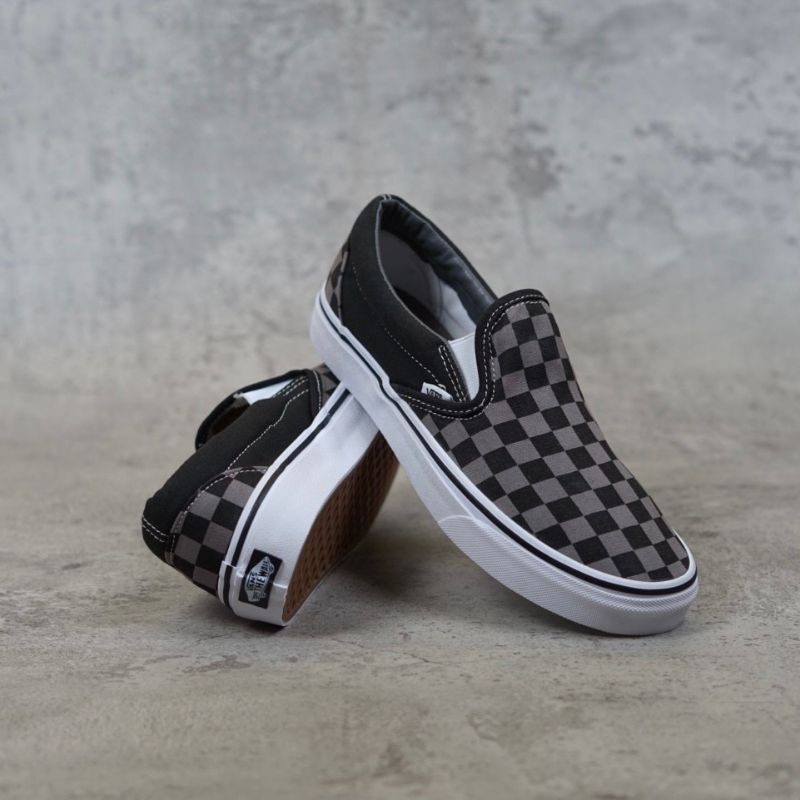 VANS SLIP ON CLASSICS PEWTER CHECKERBOARD BLACK