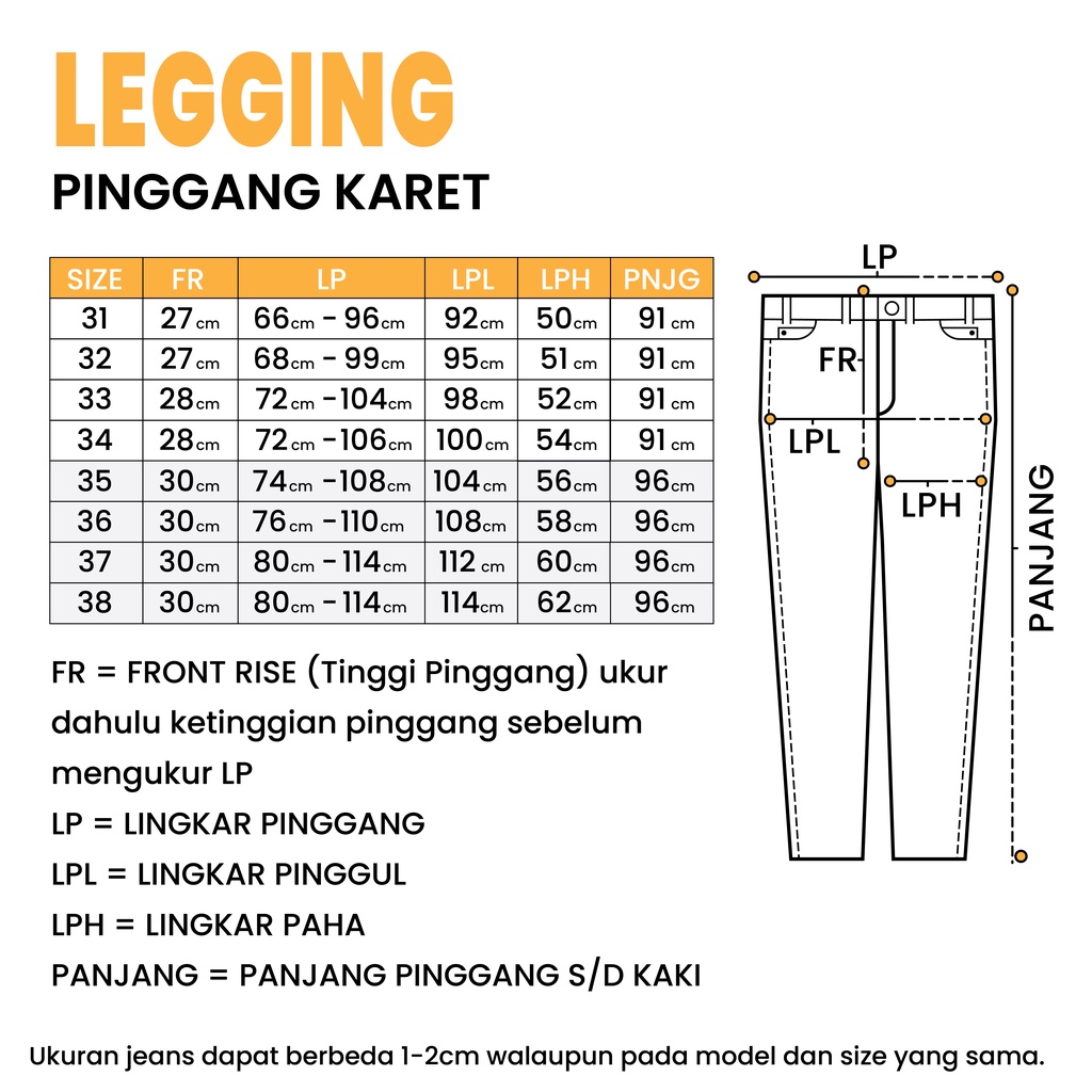 WINAGA- Legging Jeans Super Jumbo Wanita Stretch Pinggang Karet