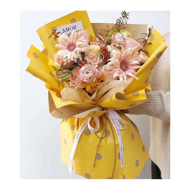 FLOWER WRAPPING “BI COLOR POLKADOT” CELLOPHANE 58x58 CM  KERTAS BUNGA (ECER) KERTAS BUNGA WATERPROOF