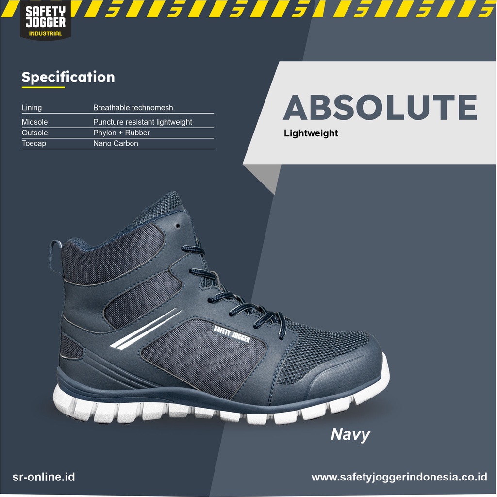 Sepatu Safety Jogger ABSOLUTE NAVY S1P ESD SRC METAL FREE LIGHTWEIGHT