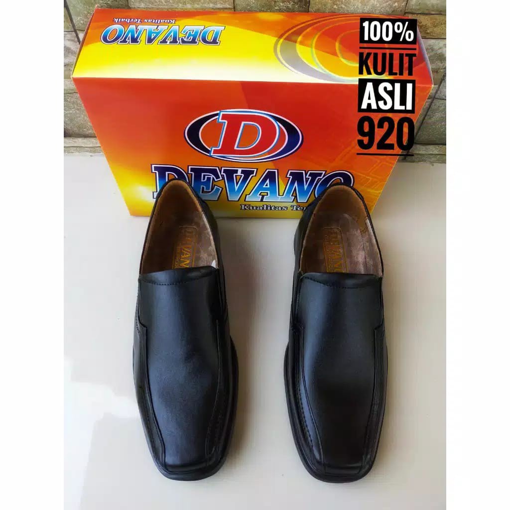 Sepatu Pantofel Kulit ASLI 100% Sapi Tidak Asli Bisa Kembali Sepatu Kantor Pria Full Hitam Slip On PREMIUM Model 920 Devano X Valendino Store