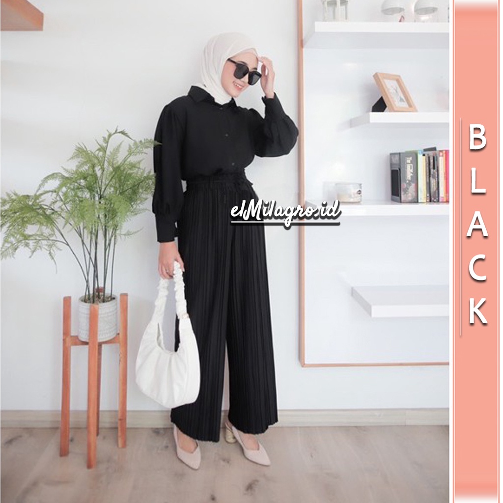 GROSIR CELANA KULOT PLISKET PREMIUM + IKAT PINGGANG!! size S/M/L/XL/XXL-2