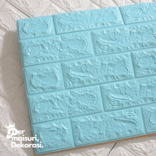 [COD] Wallpaper Dinding Stiker Wallfoam 3D Sticker Dekorasi Kamar Rumah Murah-BIRU TOSCA
