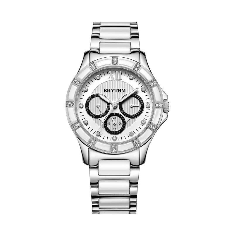 RHYTHM F1201T-01 JAM TANGAN CERAMIC WANITA ORIGINAL
