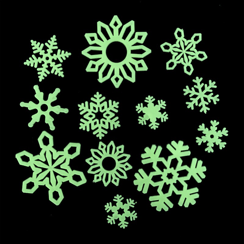 

776 Sticker Stiker Snowflakes Set Menyala Dalam Gelap Fosfor Fospor