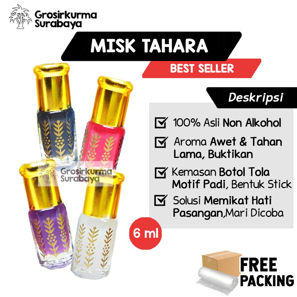 ASLI Misk Tahara 6ml Non Alkohol Aneka Aroma Warna Sunnah Miss V Setelah Haid Parfum Al Jazeera Kasturi