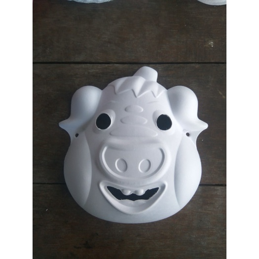 NEW TOPENG LUKIS POLOS wajah babi lucu art craft pulp