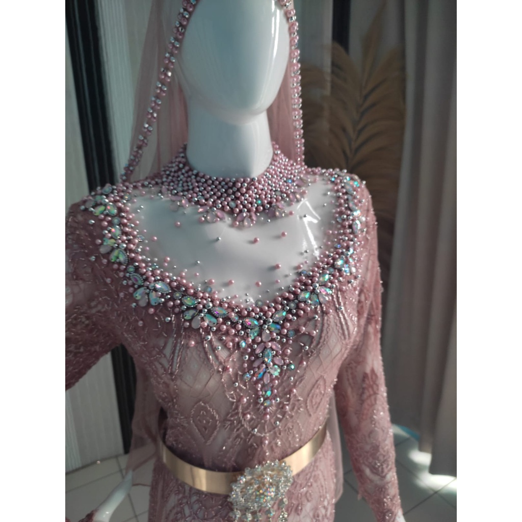 (PRE-ORDER) Kebaya rose gold ngekor - full payet