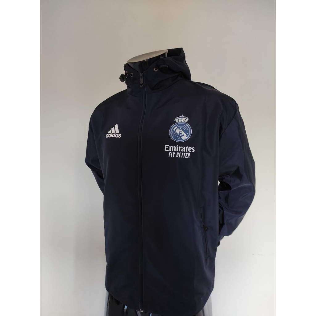 JAKET PARASUT TRAINING REAL MADRID NAVY
