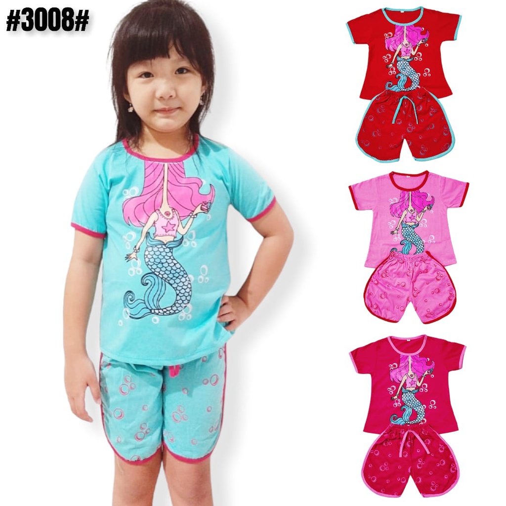 KIYOSAKI KIDS - SETELAN ANAK PEREMPUAN MODEL CHUPA CHUPS 1-7 TAHUN MOTIF MERMAID - STELAN HARIAN ANA