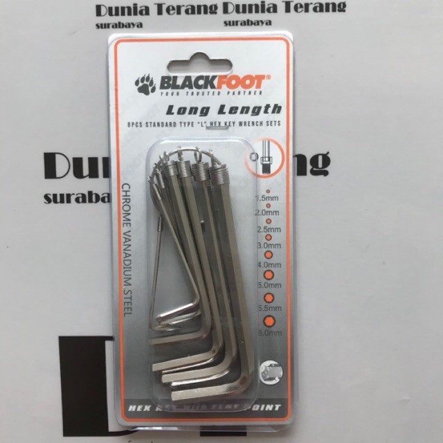 Kunci L Set 8pcs 1.5-6mm - BLACKFOOT CrV