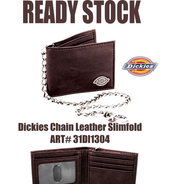 Chain leather dickies wallet dompet dickies brown