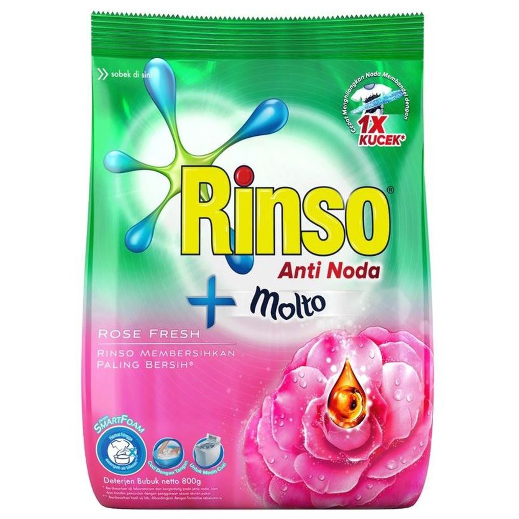 

RINSO ROSE FRESH ANTI NODA DAN MOLTO - 770 gram