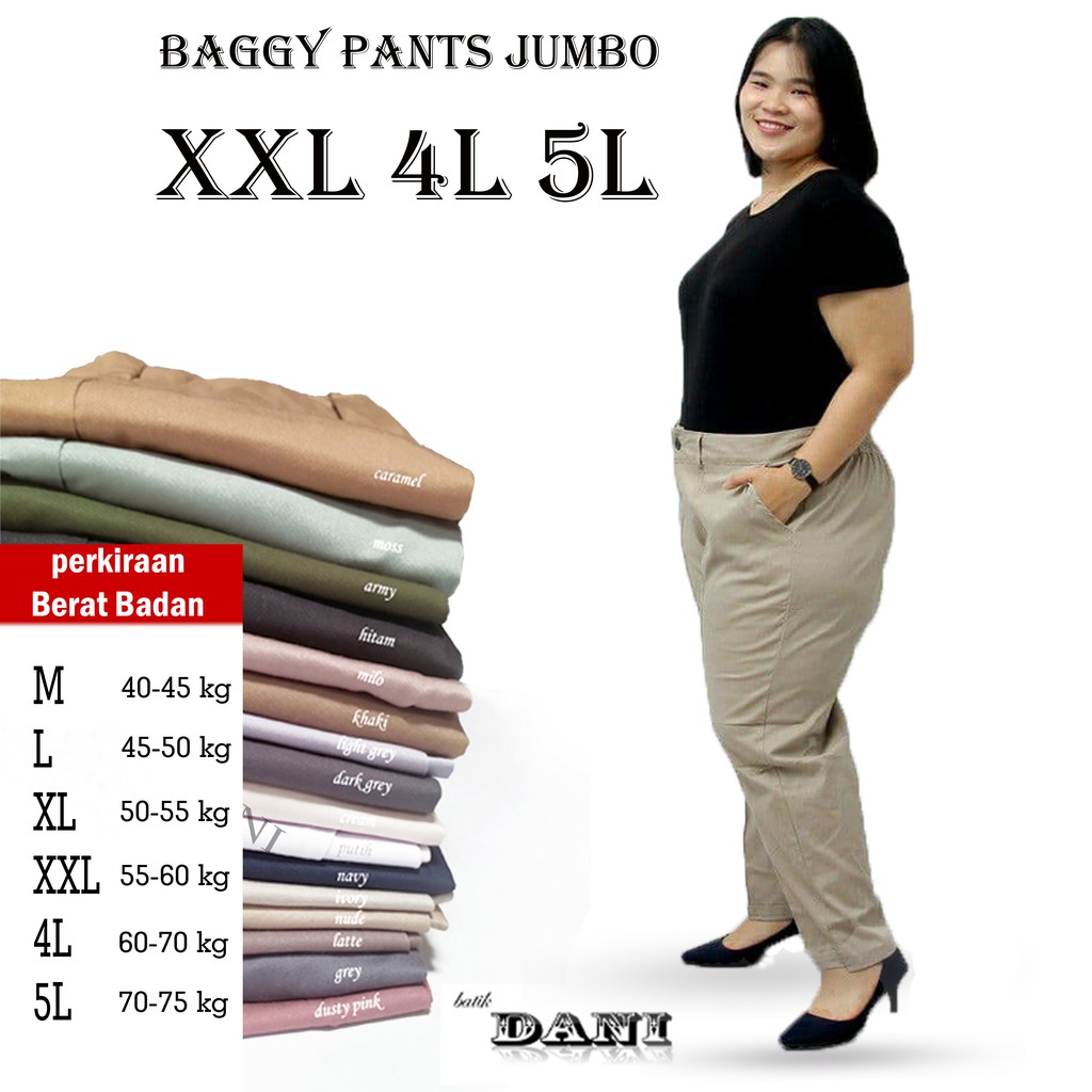 JUMBO BAGGY PANTS PREMIUM AMERICAN DRILL  BIG SIZE 4L 5L  latte,nude,milo,navy,army,dusty pink