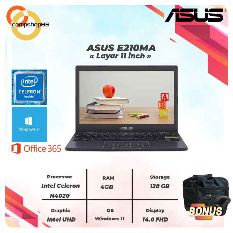LAPTOP MURAH ASUS VIVOBOOK E410MA & L510MA 4GB 256SSD W10+OFF365 14.0FHD-2