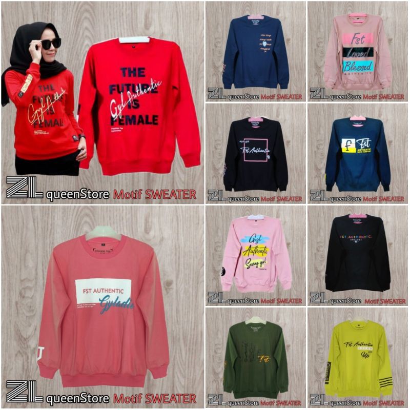 Kaos Wanita Lengan Panjang Motif Sweater Dinary Fashion Top Zolaqu