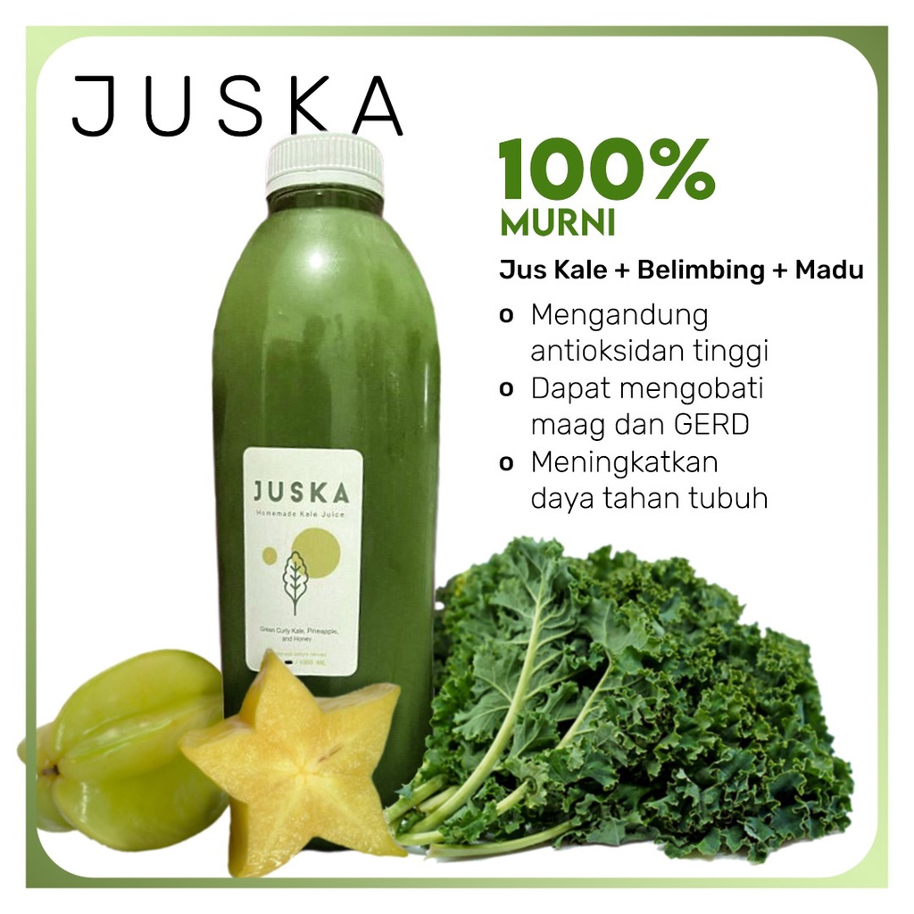 

Jus Segar Kale + Belimbing + Madu 1 Liter / 500 ml / 250 ml by JUSKA