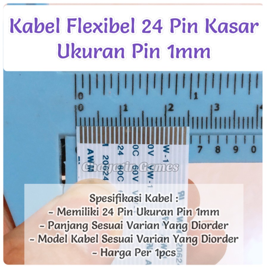 Kabel Flexibel 24 Pin Kasar Model &amp; Panjang Varian Ukuran Pin 1mm