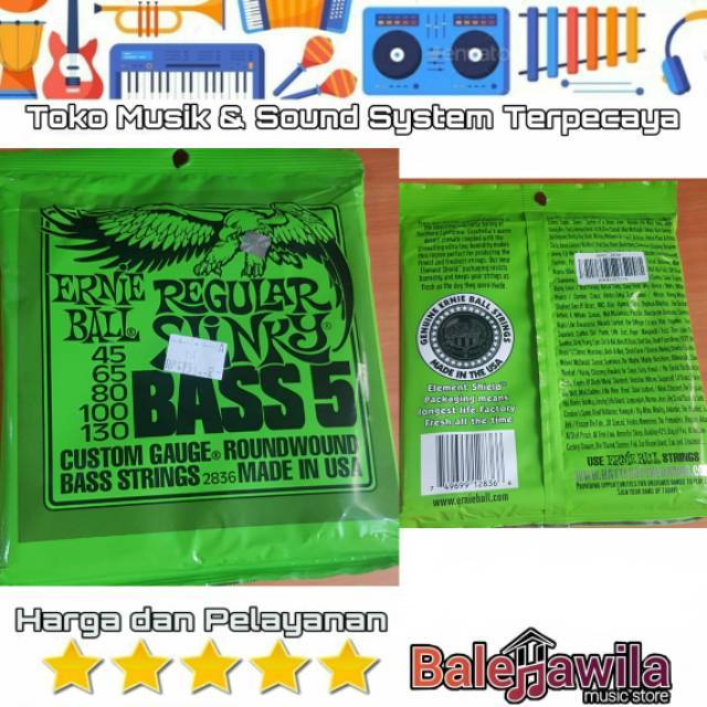 Senar Gitar Bass 5 String ERNIE BALL 45 65 80 100 130 2836