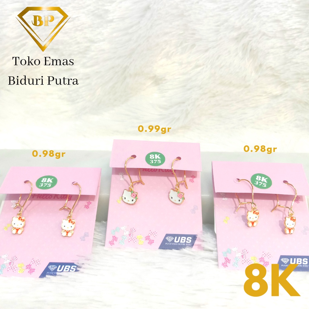 ANTING ANAK  WARNA CAT PERHIASAN EMAS PUTIH ASLI KADAR 8K/375