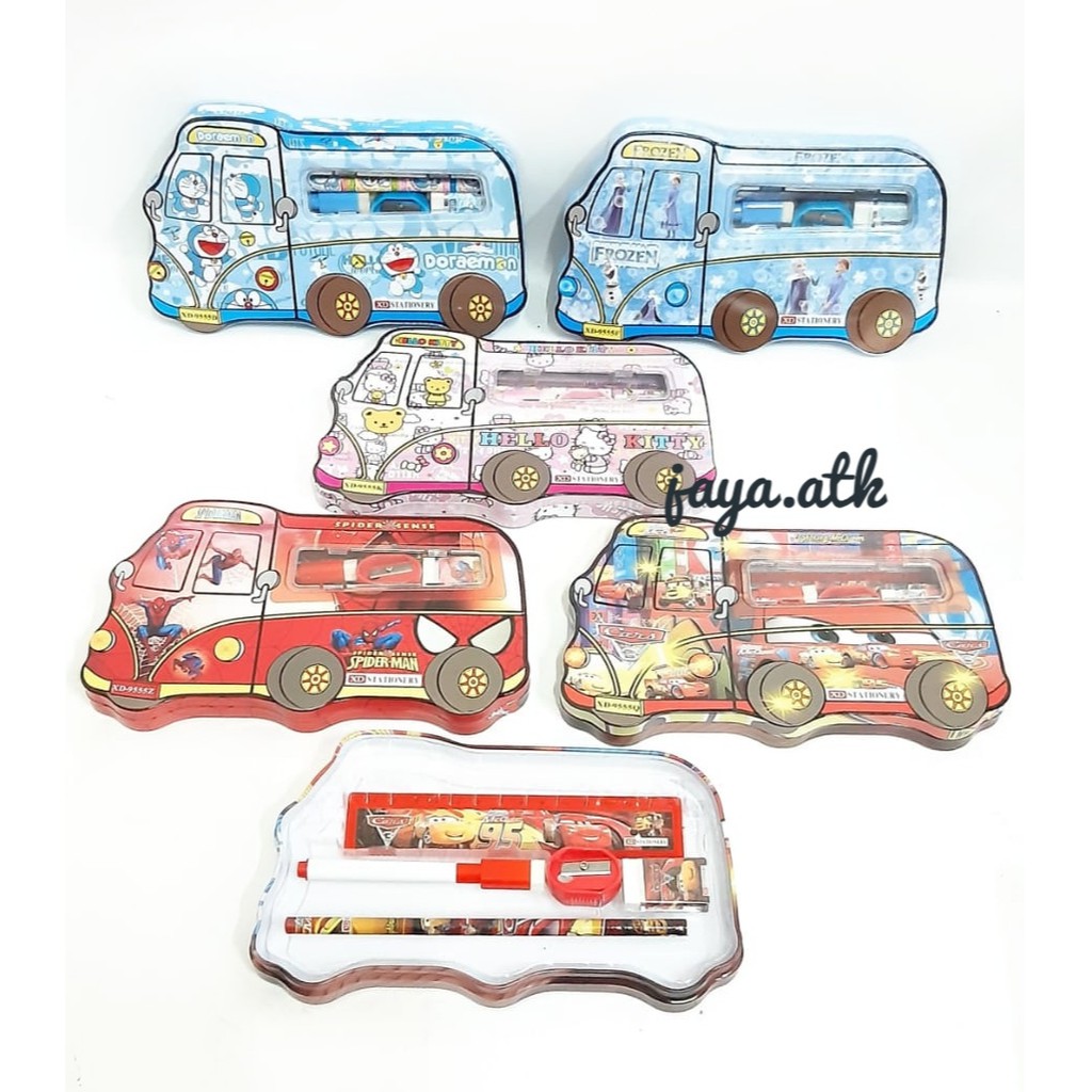 

TEMPAT PENSIL KOTAK PENSIL KALENG SET PAKET ALAT TULIS ANAK KARAKTER STATIONERY SET SOUVENIR ULTAH