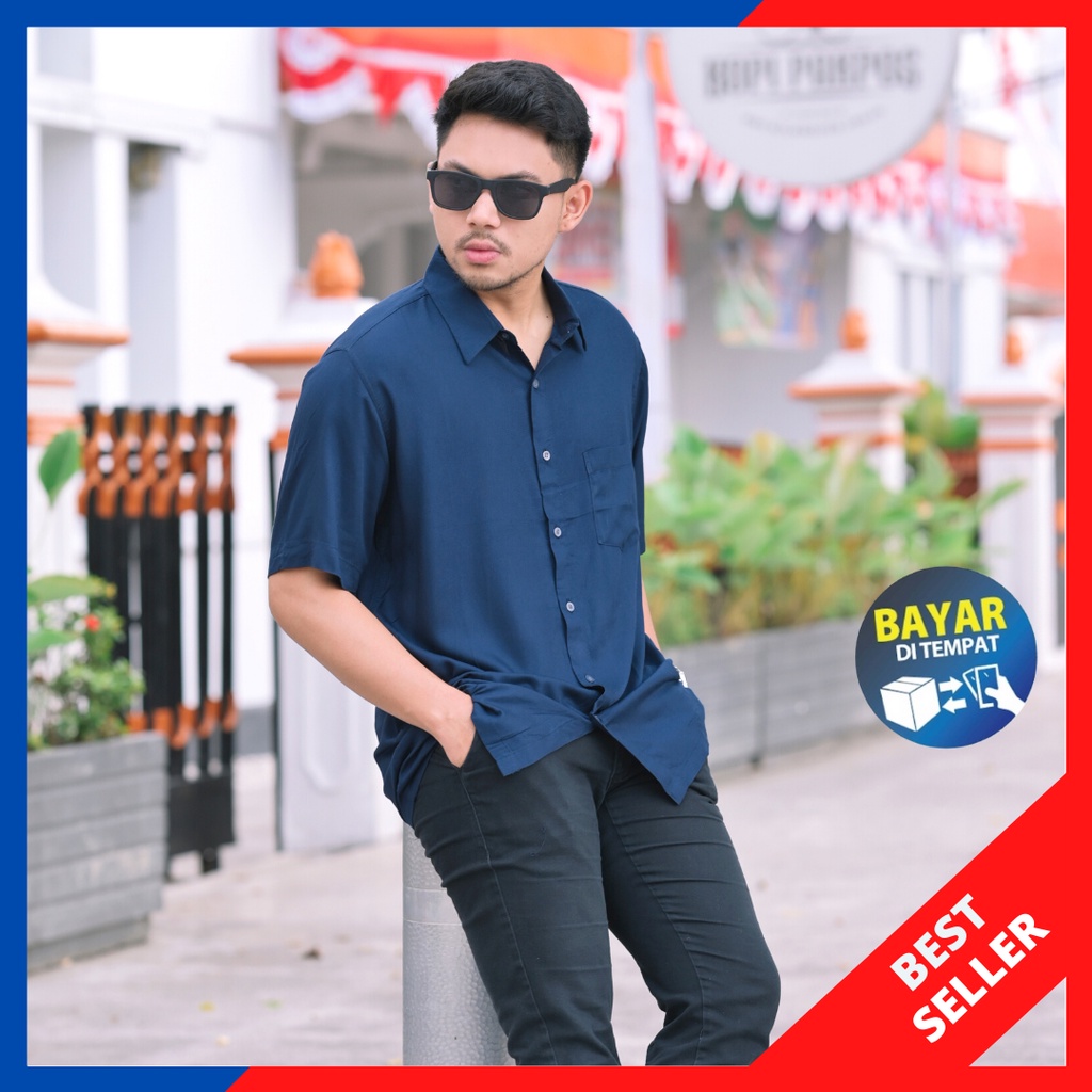 Oversize Comfy Shirt | Kemeja Pria Lengan Pendek Bahan Katun Rayon Premium | Baju Kemeja Polos Pria 