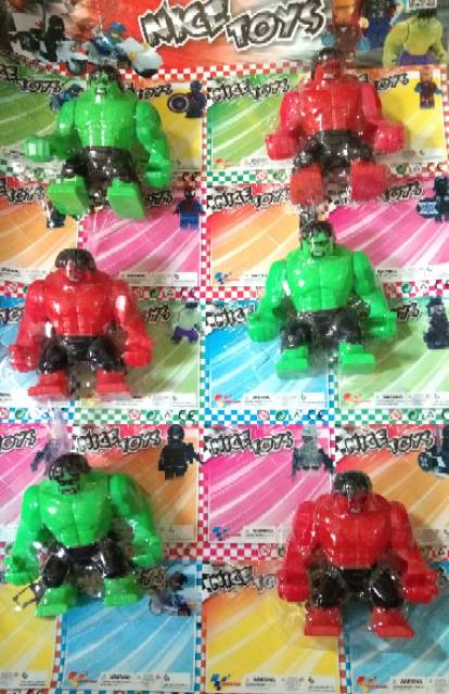 Mainan anak edukasi robot hulk nice toys warna merah dan hijau